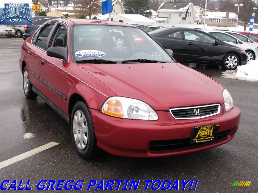 1998 Civic LX Sedan - Inza Red Pearl / Gray photo #5
