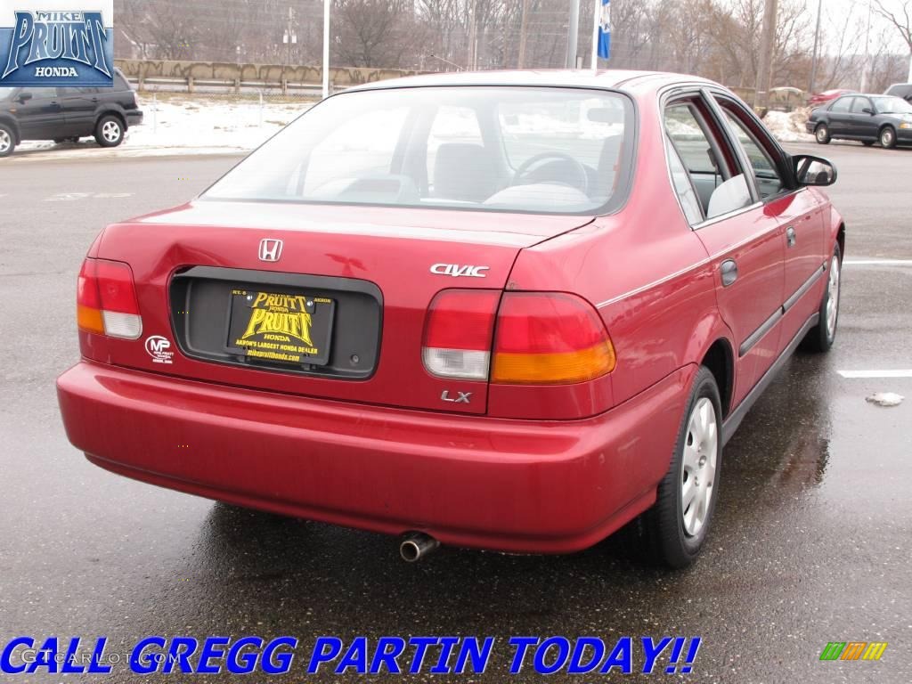 1998 Civic LX Sedan - Inza Red Pearl / Gray photo #7