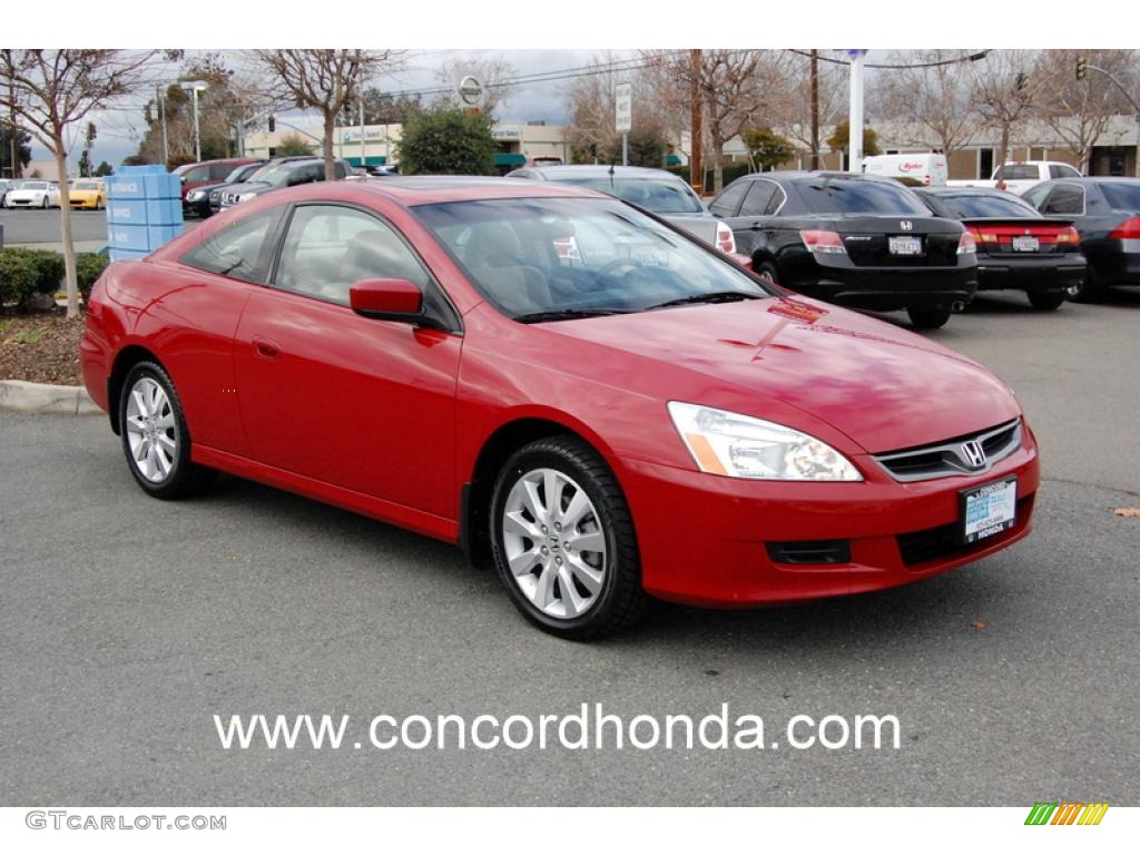 2007 Accord LX V6 Coupe - San Marino Red / Ivory photo #1