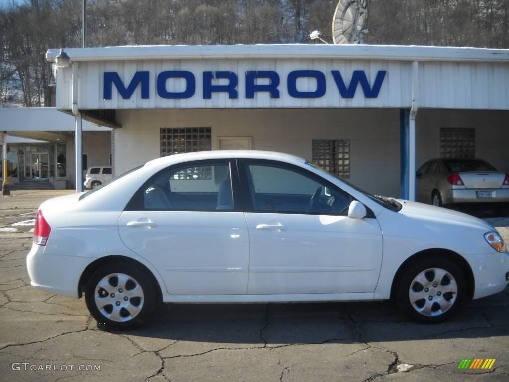 2008 Spectra EX Sedan - White / Beige photo #1