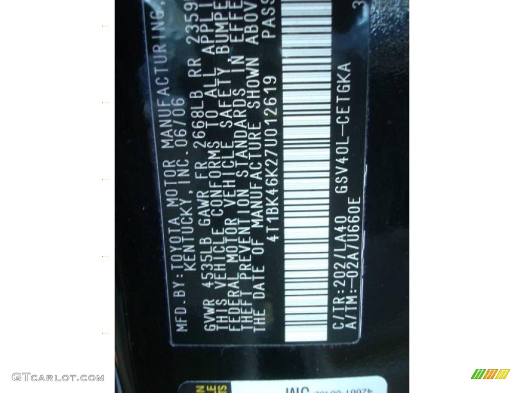 2007 Camry XLE V6 - Black / Ash photo #19