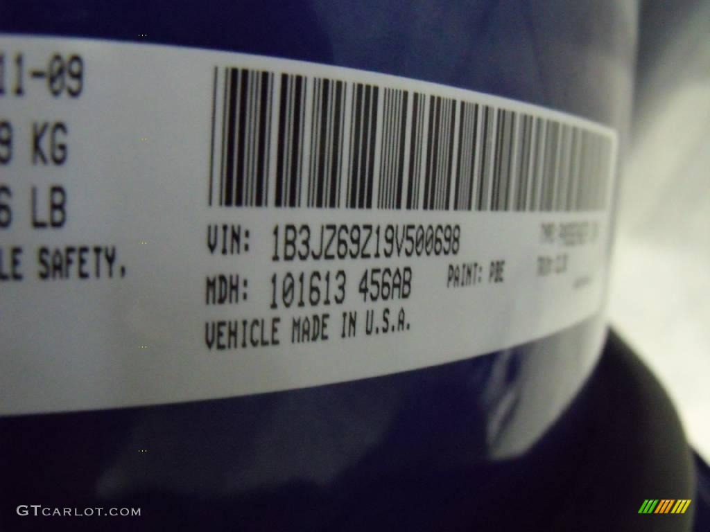 2009 Viper Color Code PBE for Viper GTS Blue Photo #24805082