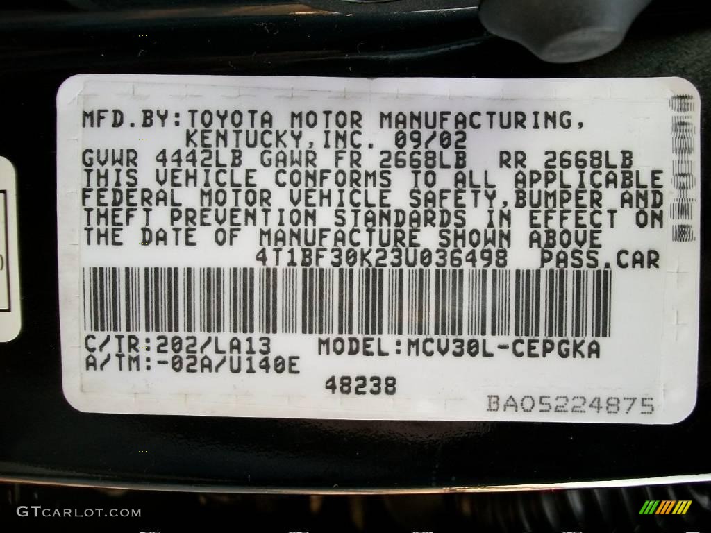 2003 Camry XLE V6 - Black / Taupe photo #15