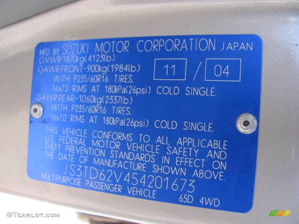 2005 Grand Vitara LX 4WD - Cool Beige Metallic / Beige photo #14