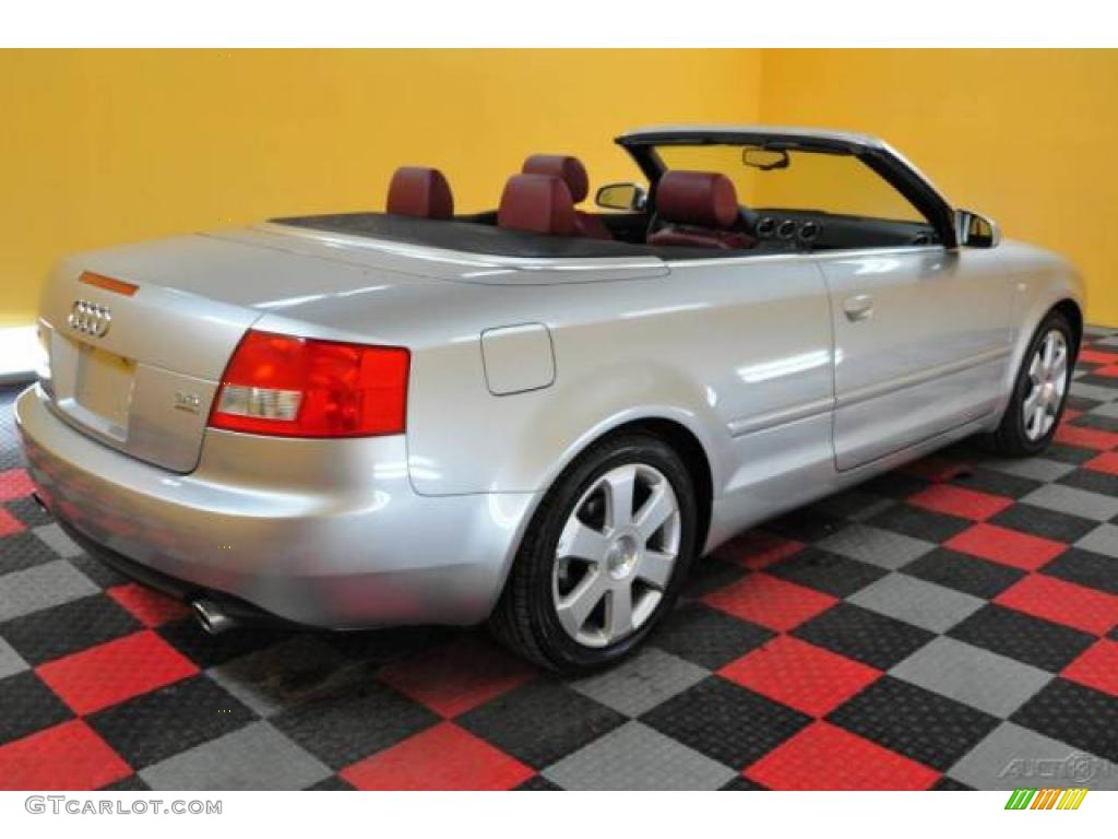 2004 A4 3.0 Cabriolet - Light Silver Metallic / Red photo #2