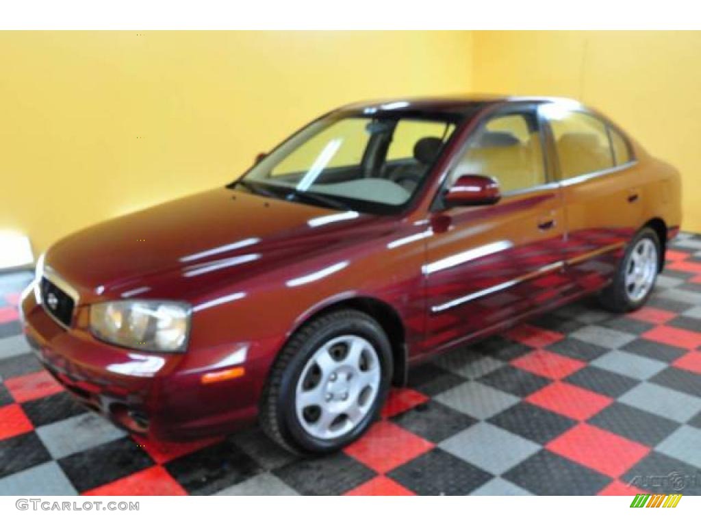 2001 Elantra GLS - Cranberry / Beige photo #3