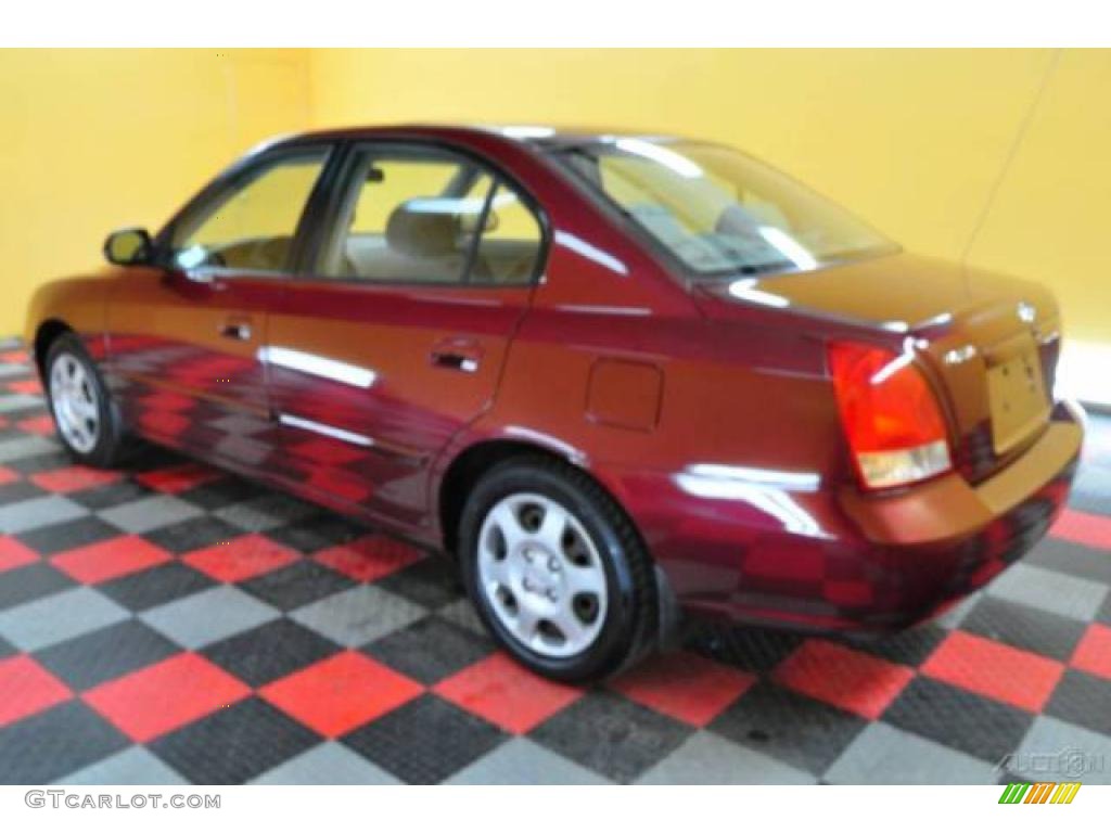 2001 Elantra GLS - Cranberry / Beige photo #4