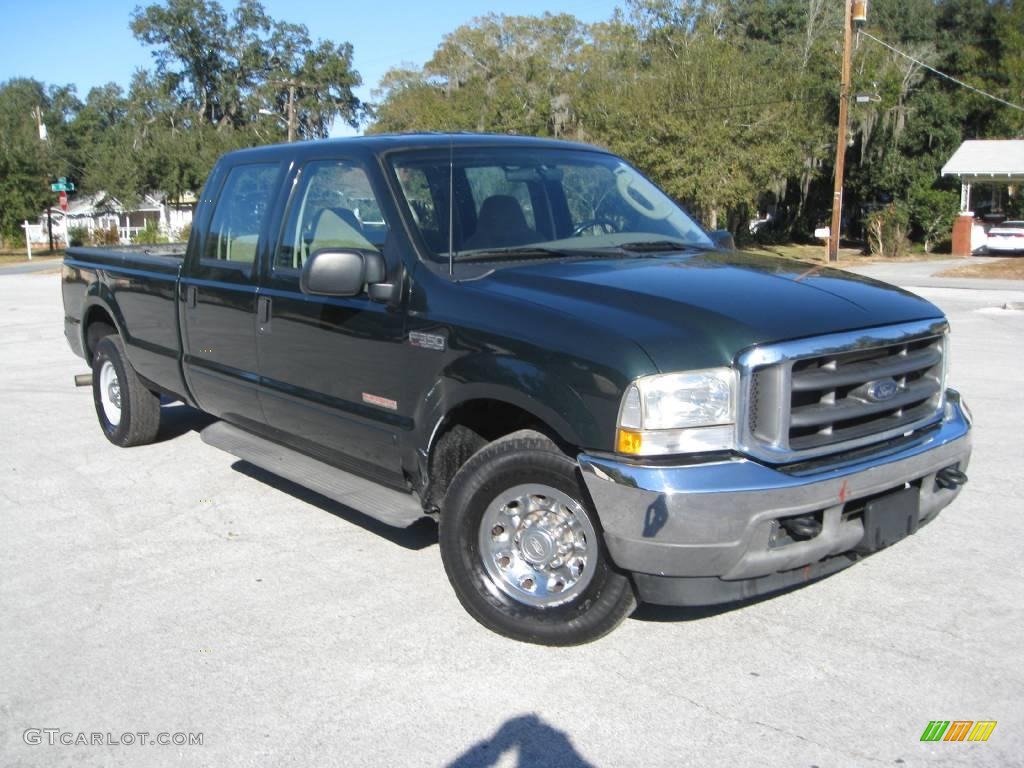 2003 F350 Super Duty XLT Crew Cab - Dark Highland Green Metallic / Medium Flint photo #5