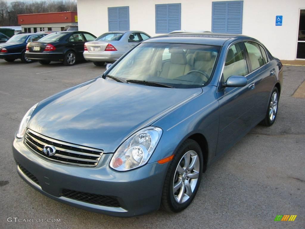 2006 G 35 Sedan - Lakeshore Slate Blue Metallic / Wheat photo #1