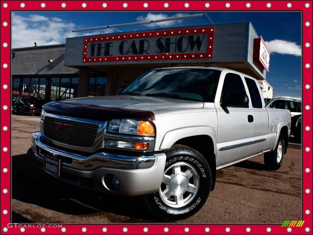 2004 Sierra 1500 SLT Extended Cab 4x4 - Silver Birch Metallic / Pewter photo #1