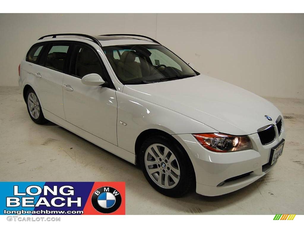 2007 3 Series 328i Wagon - Alpine White / Beige photo #1