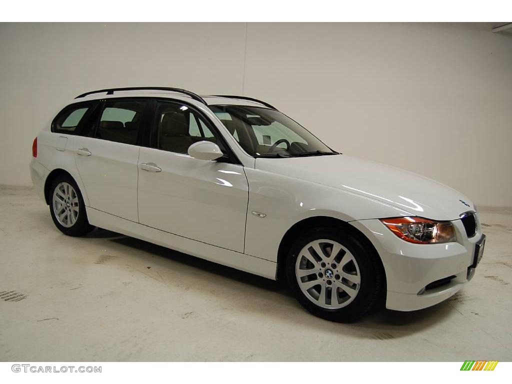 2007 3 Series 328i Wagon - Alpine White / Beige photo #2