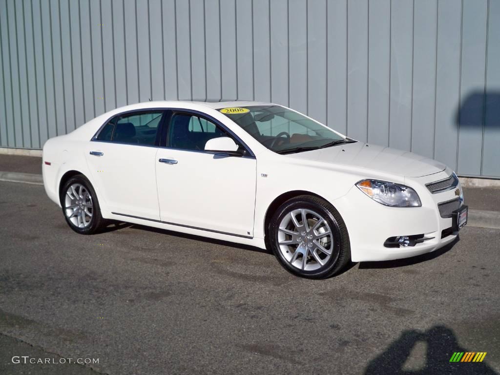 2008 Malibu LTZ Sedan - White / Ebony/Brick Red photo #1