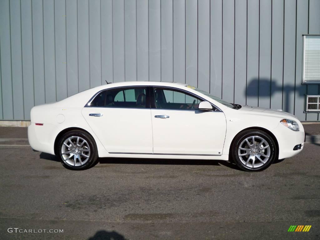 2008 Malibu LTZ Sedan - White / Ebony/Brick Red photo #2