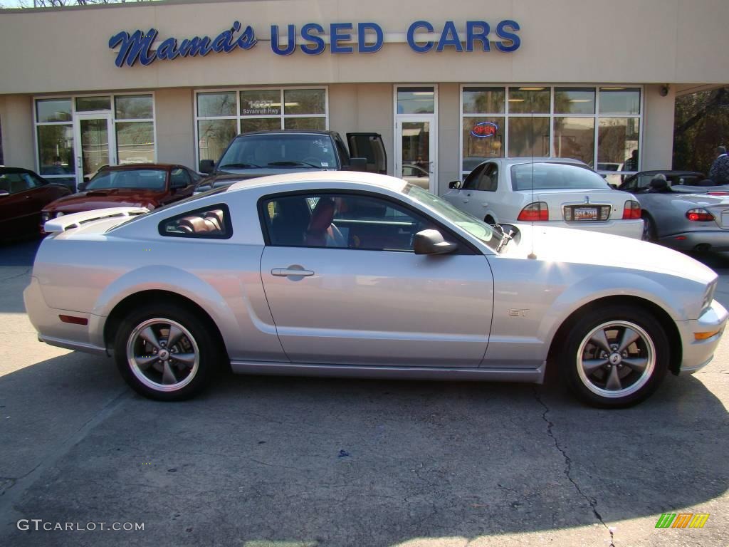 2005 Mustang GT Premium Coupe - Satin Silver Metallic / Red Leather photo #1