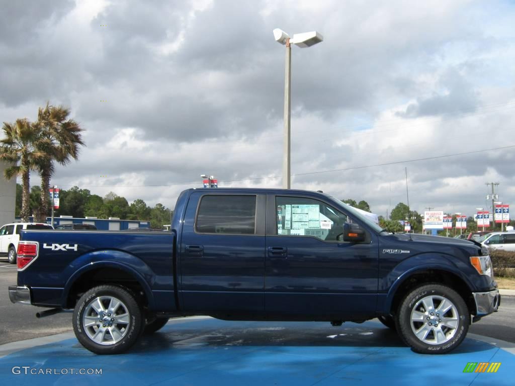 2010 F150 Lariat SuperCrew 4x4 - Dark Blue Pearl Metallic / Tan photo #2