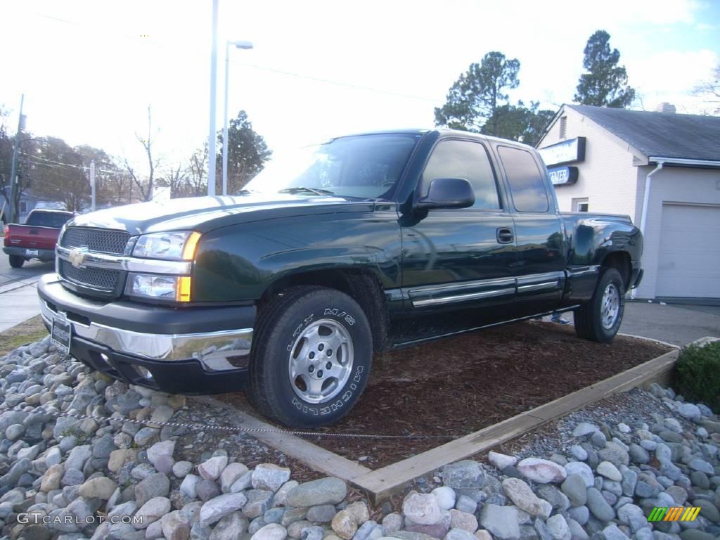 2004 Silverado 1500 LS Extended Cab - Dark Green Metallic / Tan photo #4