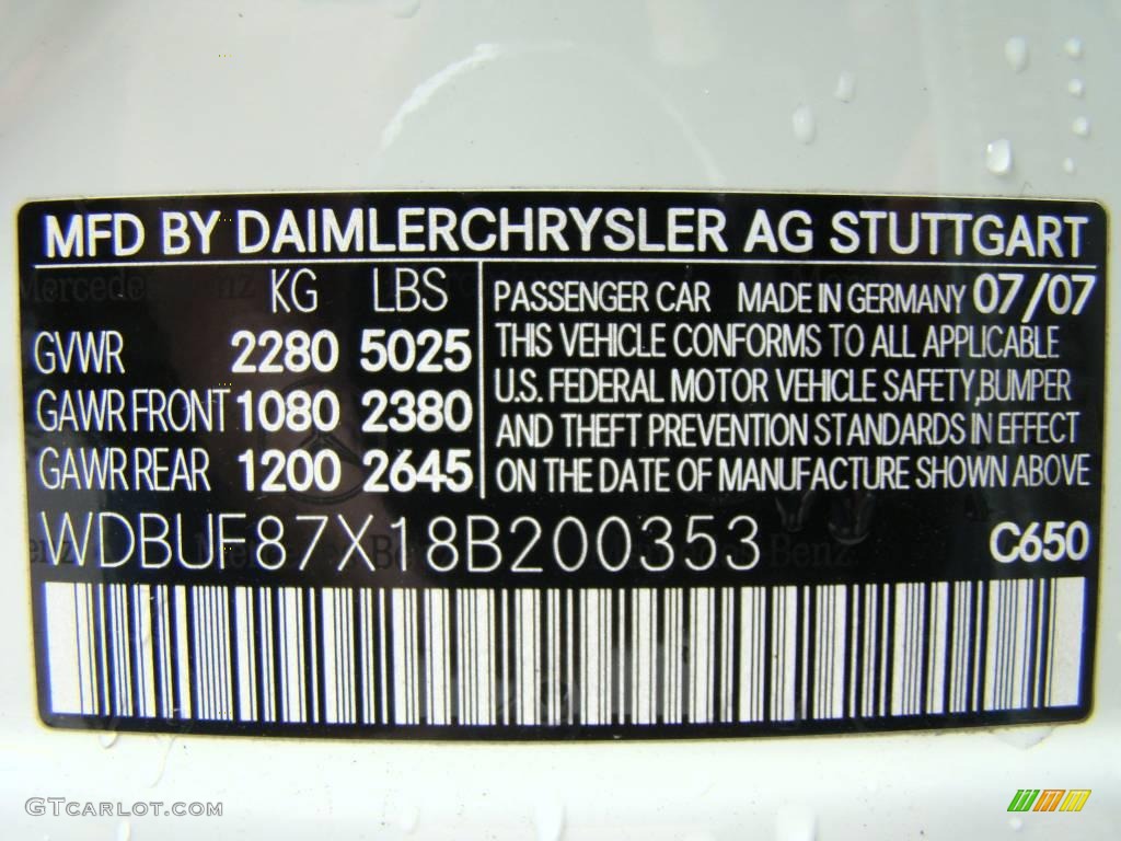 2008 E Color Code 650 for Arctic White Photo #24939937