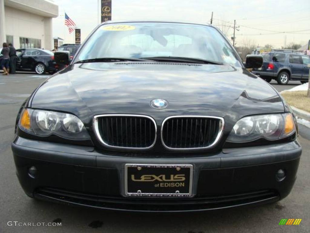 2002 3 Series 325i Sedan - Jet Black / Grey photo #2