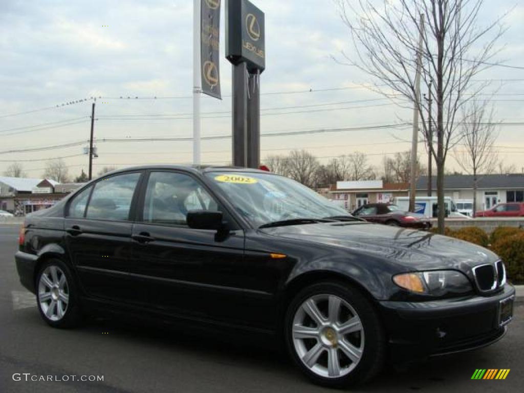 2002 3 Series 325i Sedan - Jet Black / Grey photo #3