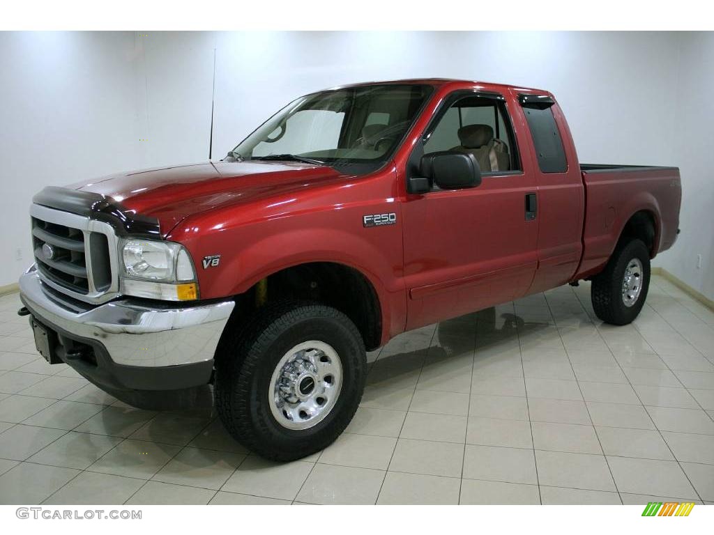 2002 F250 Super Duty XLT SuperCab 4x4 - Toreador Red Metallic / Medium Parchment photo #3