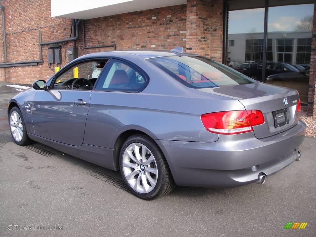 2009 3 Series 335xi Coupe - Space Grey Metallic / Coral Red/Black Dakota Leather photo #4