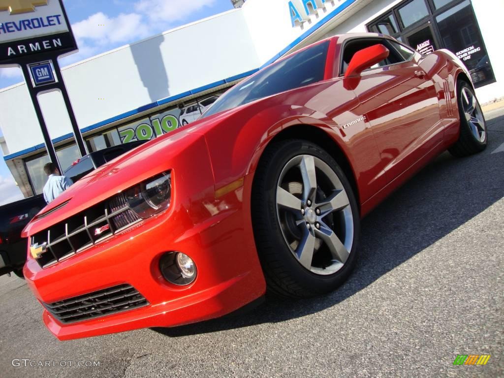 2010 Camaro SS Coupe - Inferno Orange Metallic / Black/Inferno Orange photo #2