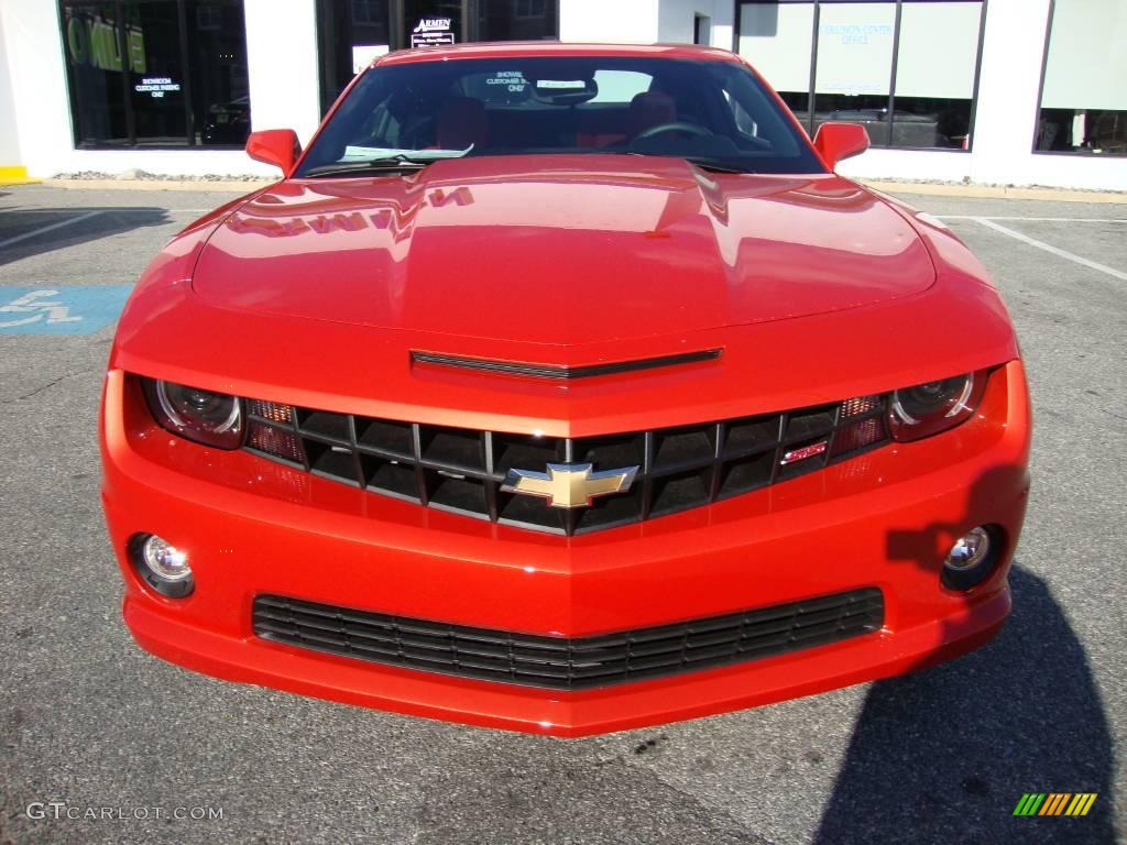 2010 Camaro SS Coupe - Inferno Orange Metallic / Black/Inferno Orange photo #3