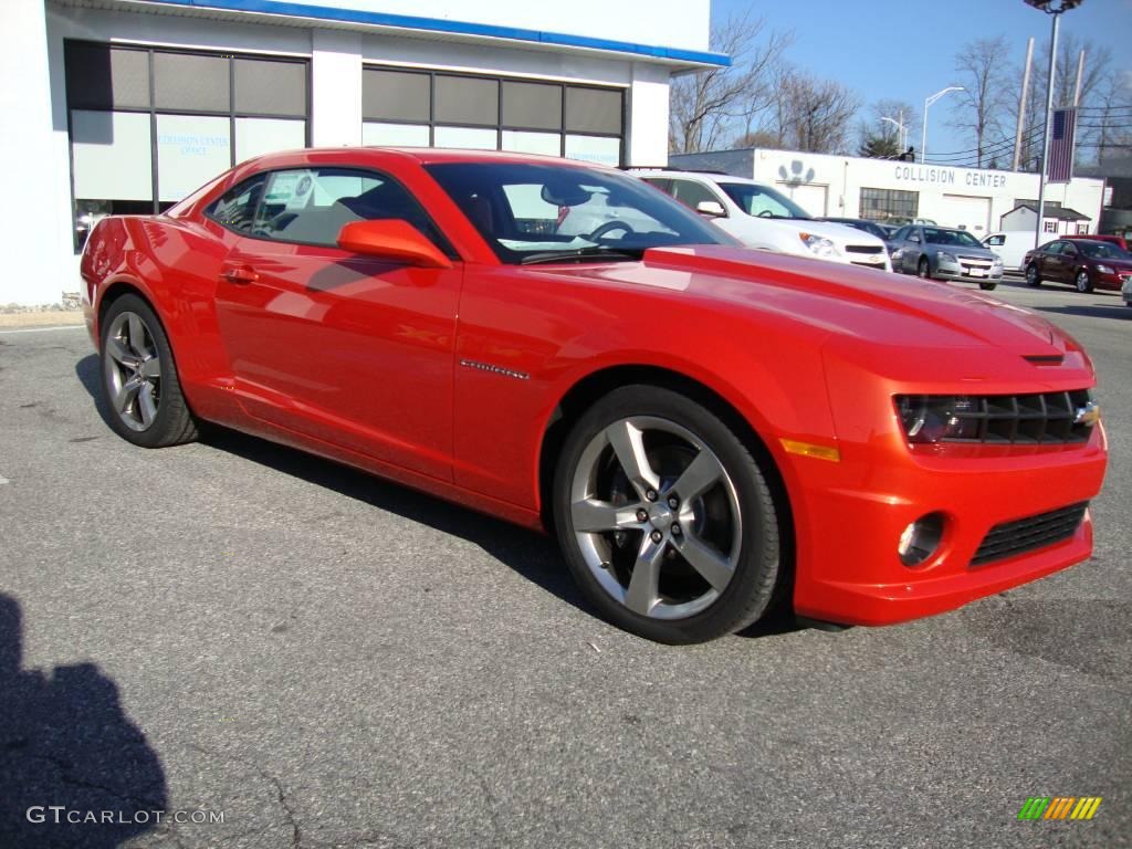 2010 Camaro SS Coupe - Inferno Orange Metallic / Black/Inferno Orange photo #5