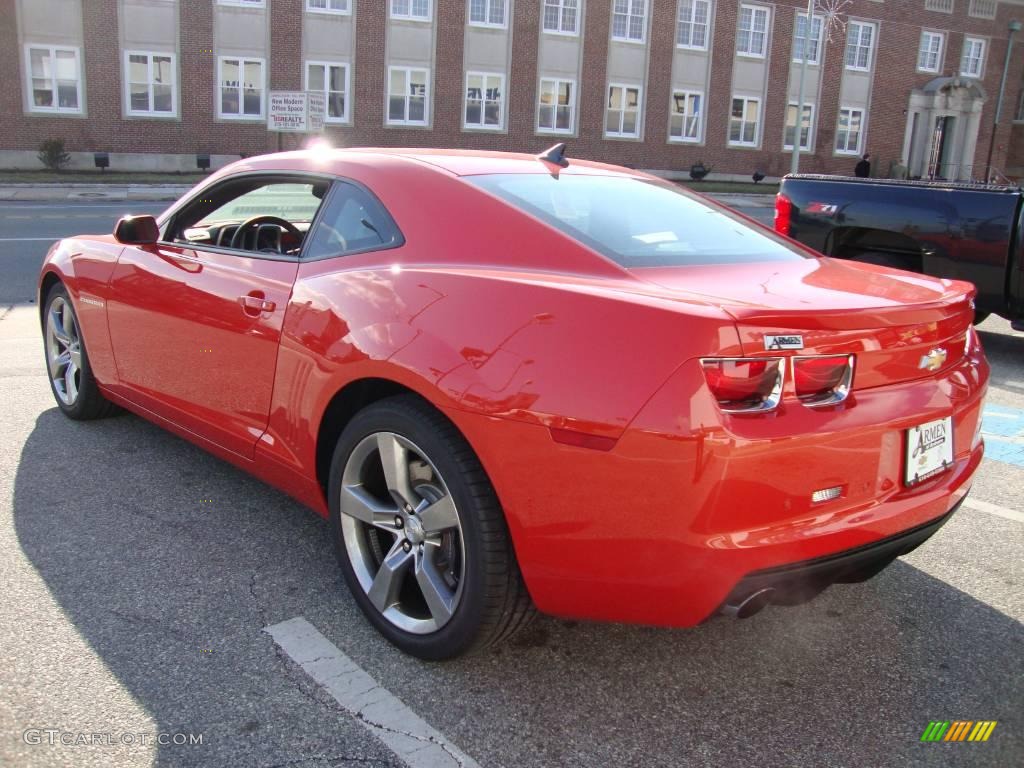 2010 Camaro SS Coupe - Inferno Orange Metallic / Black/Inferno Orange photo #9