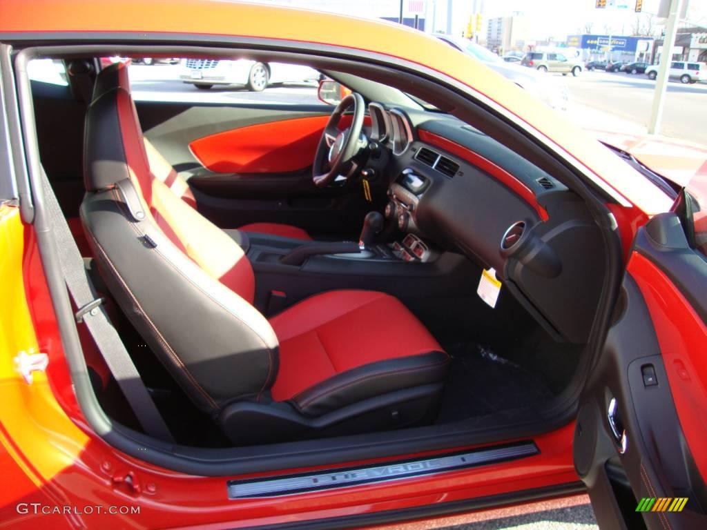 2010 Camaro SS Coupe - Inferno Orange Metallic / Black/Inferno Orange photo #20