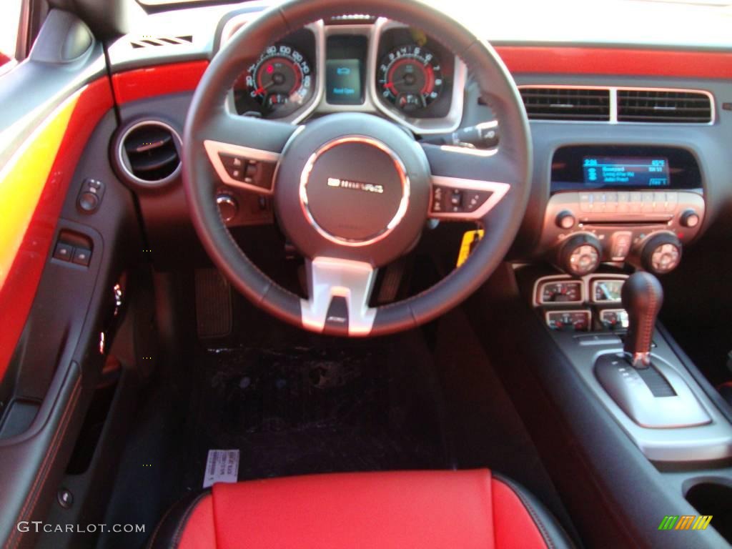 2010 Camaro SS Coupe - Inferno Orange Metallic / Black/Inferno Orange photo #25