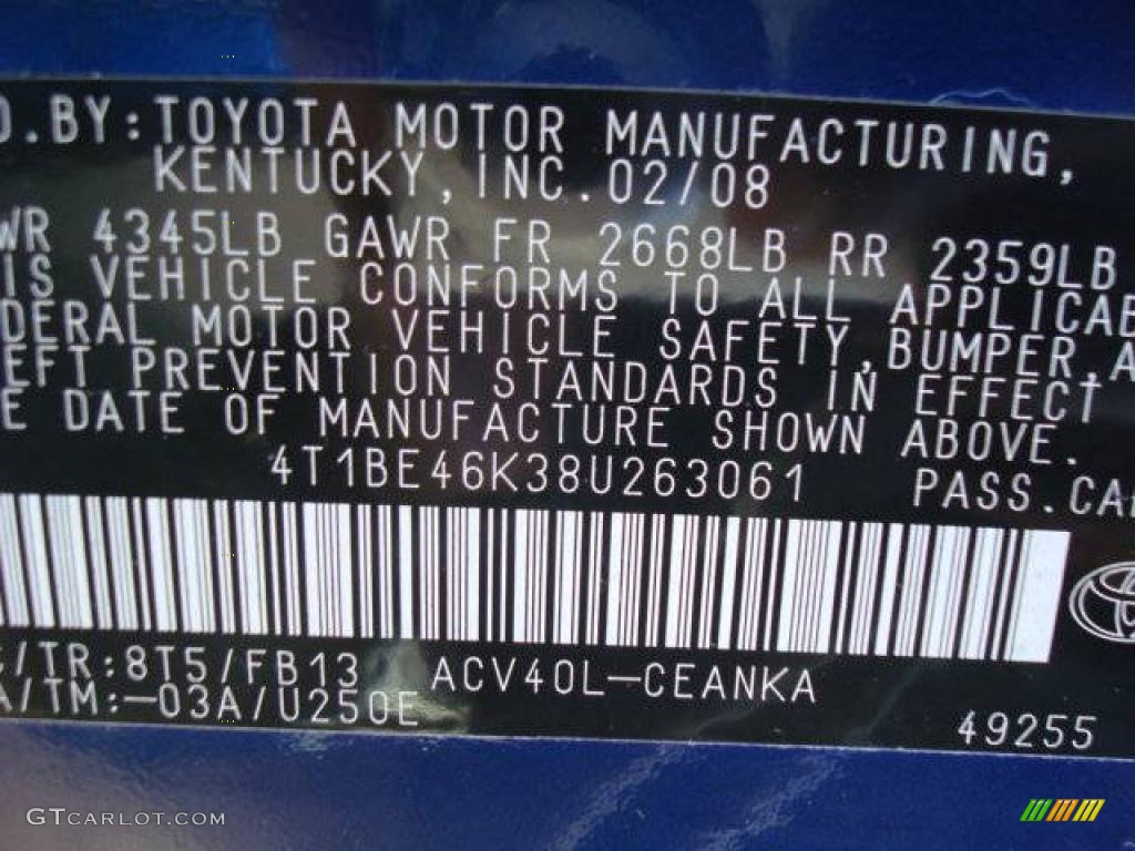 2008 Camry LE - Blue Ribbon Metallic / Ash photo #23