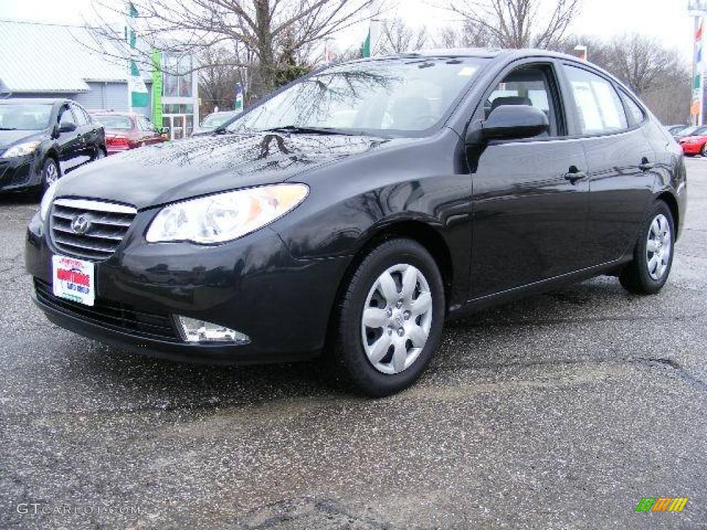 2009 Elantra SE Sedan - Black Pearl / Gray photo #1