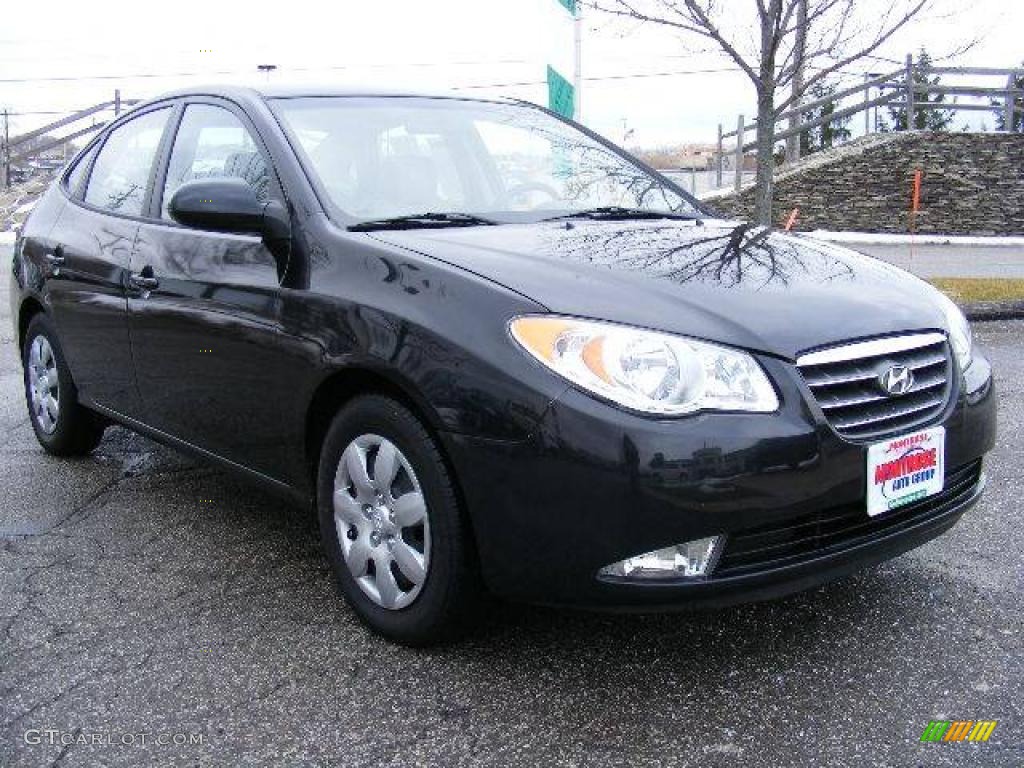 2009 Elantra SE Sedan - Black Pearl / Gray photo #7