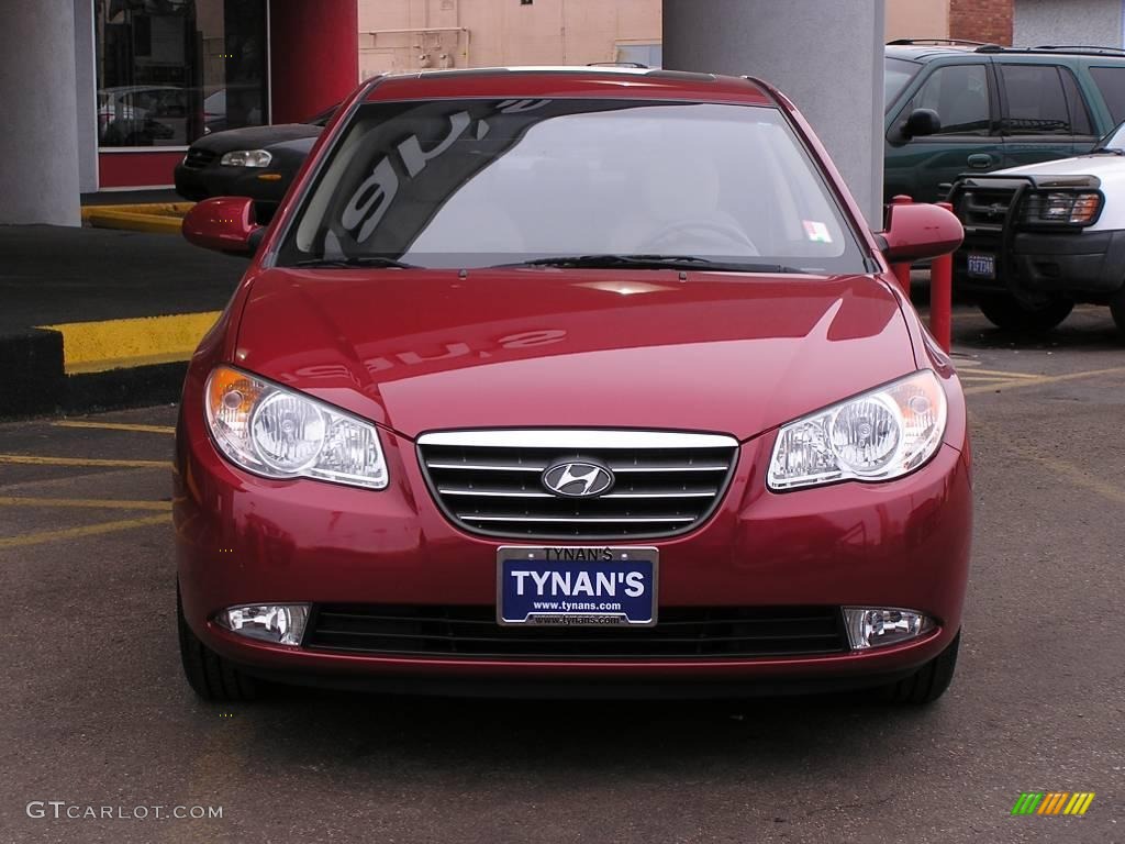 2008 Elantra GLS Sedan - Apple Red Pearl / Beige photo #2