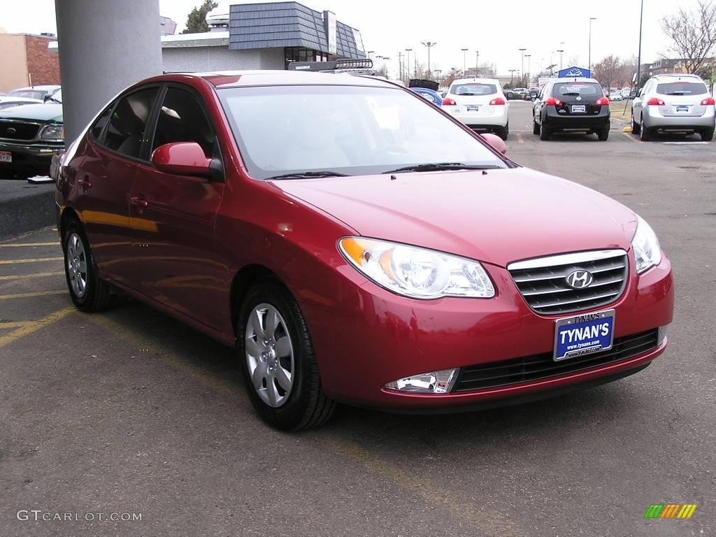 2008 Elantra GLS Sedan - Apple Red Pearl / Beige photo #3