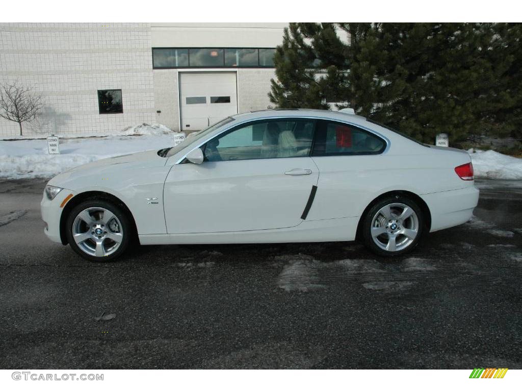 2009 3 Series 328xi Coupe - Alpine White / Beige photo #2