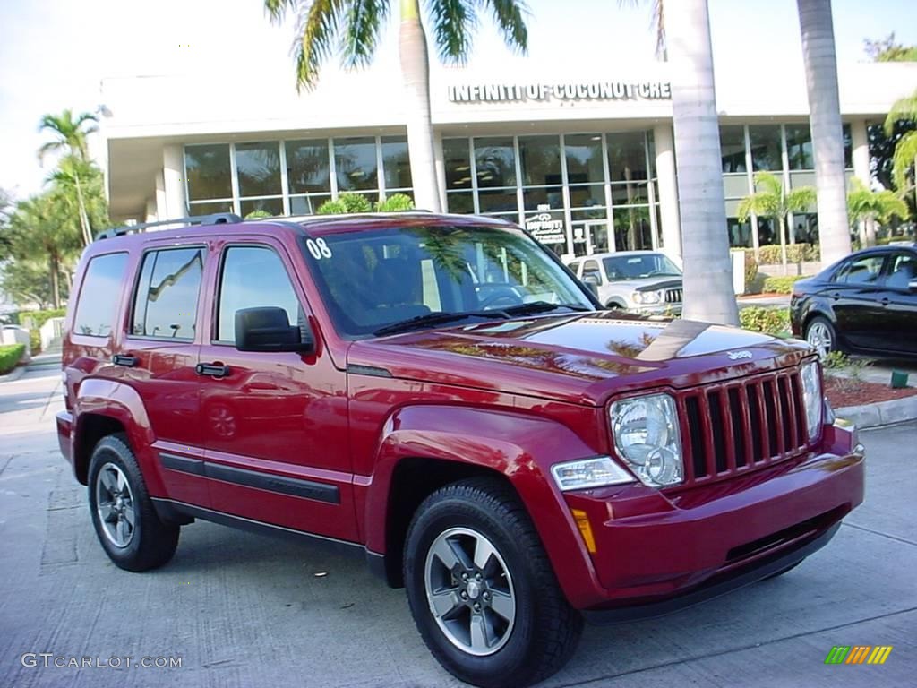 2008 Liberty Sport 4x4 - Inferno Red Crystal Pearl / Pastel Slate Gray photo #1