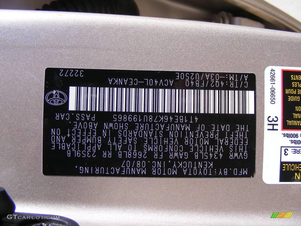 2008 Camry LE - Desert Sand Mica / Bisque photo #43
