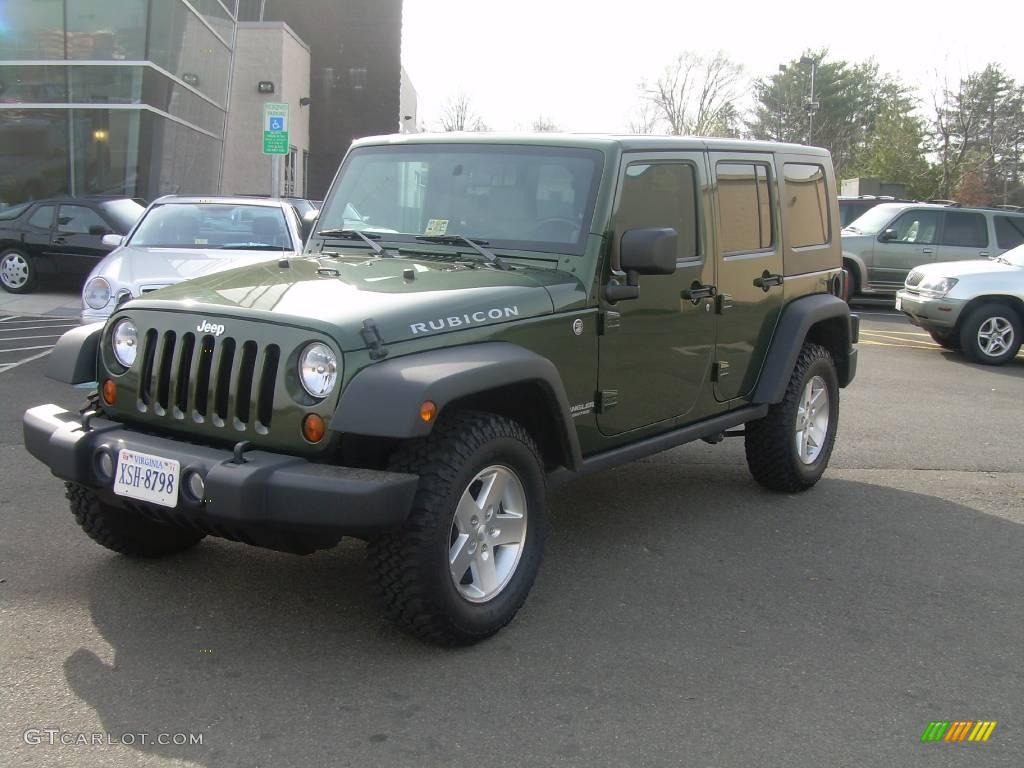 2008 Wrangler Unlimited Rubicon 4x4 - Jeep Green Metallic / Dark Slate Gray/Med Slate Gray photo #2