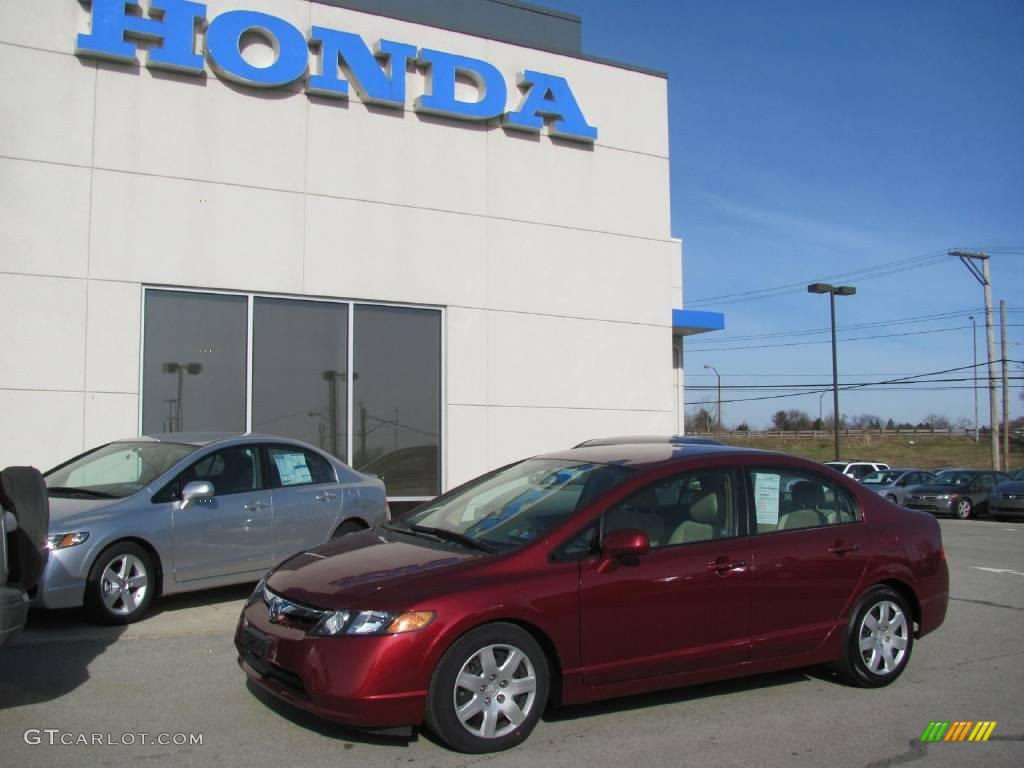 2007 Civic LX Sedan - Tango Red Pearl / Ivory photo #1