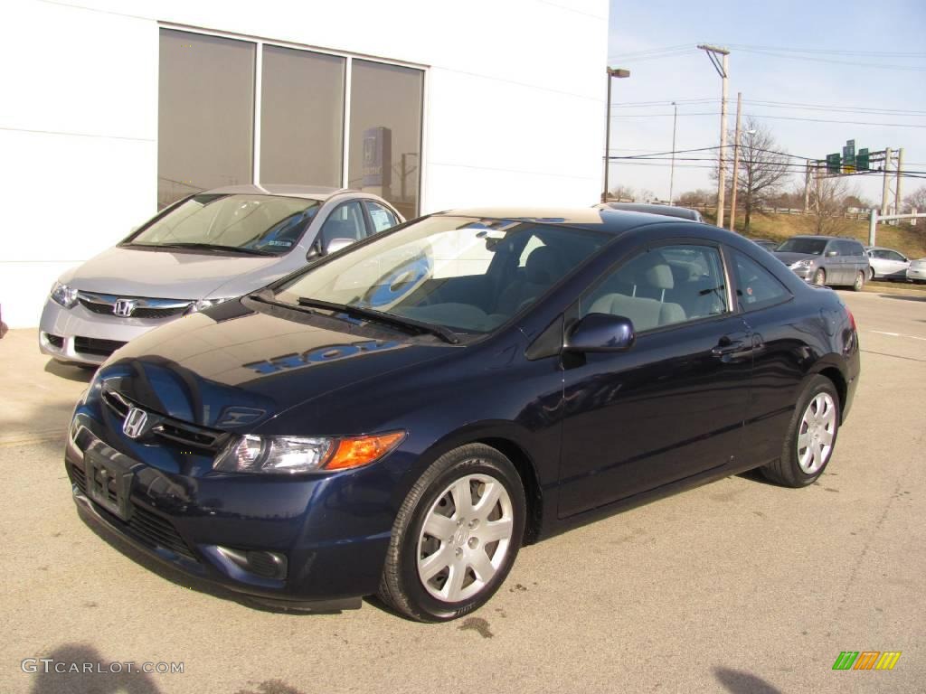 2007 Civic LX Coupe - Royal Blue Pearl / Gray photo #2