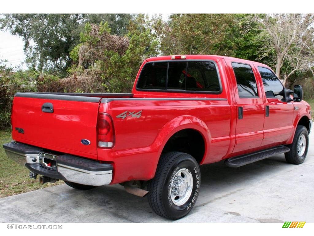 2002 F350 Super Duty Lariat Crew Cab 4x4 - Red / Medium Parchment photo #6