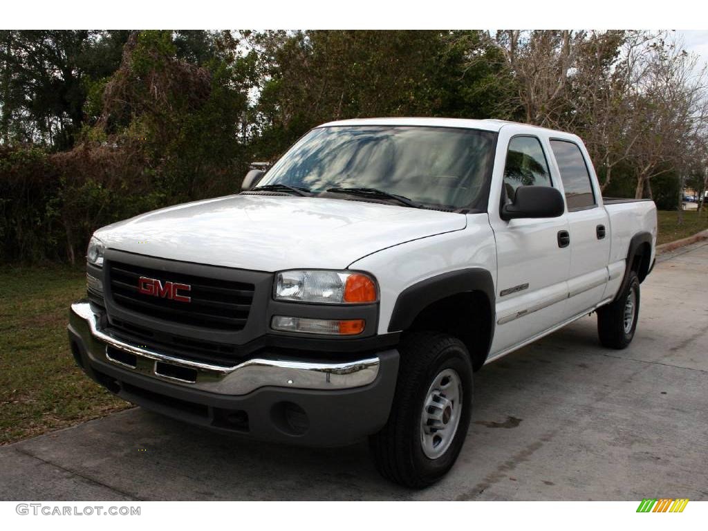 2004 Sierra 2500HD Work Truck Crew Cab 4x4 - Summit White / Dark Pewter photo #1