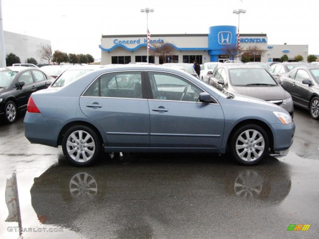 2007 Accord EX-L V6 Sedan - Cool Blue Metallic / Gray photo #2