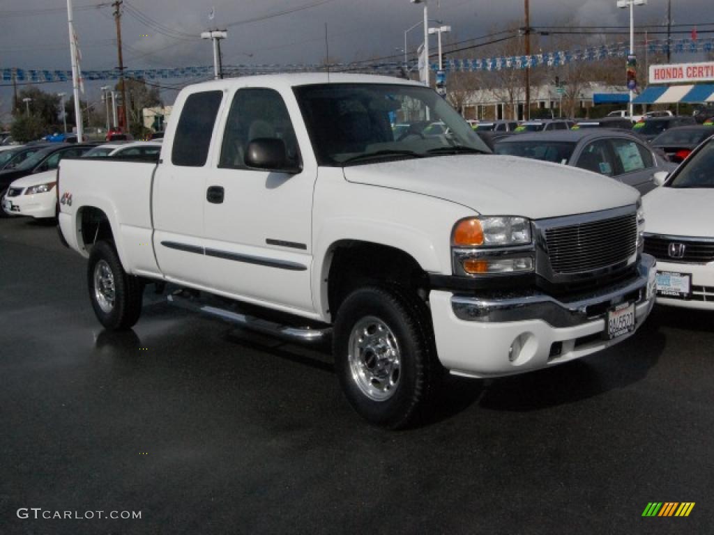 2006 Sierra 2500HD SLT Extended Cab 4x4 - Summit White / Pewter photo #1