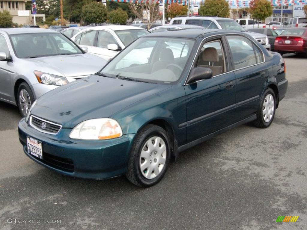 1998 Civic LX Sedan - Dark Green Pearl Metallic / Beige photo #7