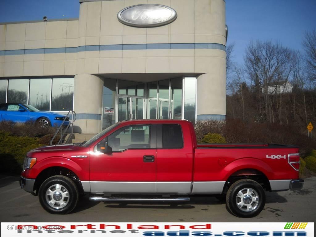 2010 F150 XLT SuperCab 4x4 - Vermillion Red / Medium Stone photo #1