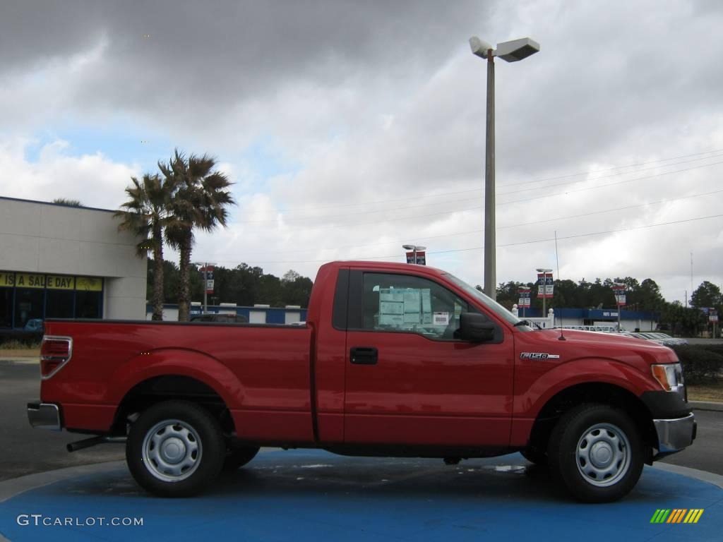 2010 F150 XL Regular Cab - Vermillion Red / Medium Stone photo #2